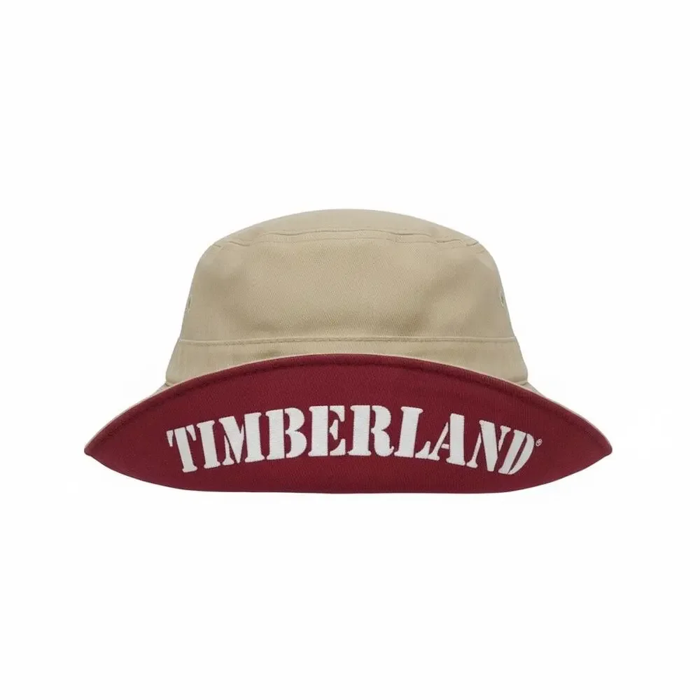 Vintage Timberland Summer Bucket Hat toddler 6-9 months beige white & burgundy